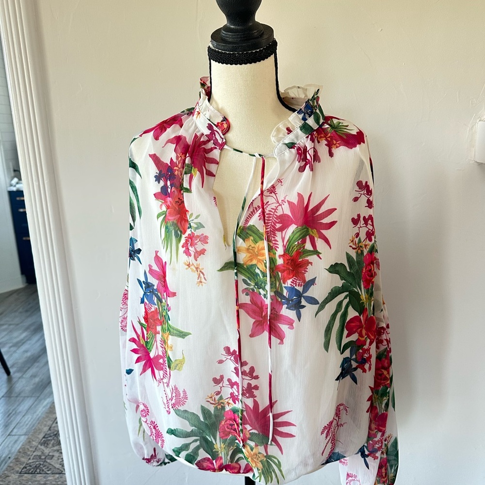 INC International Concepts Multicolor Ruffle Top
